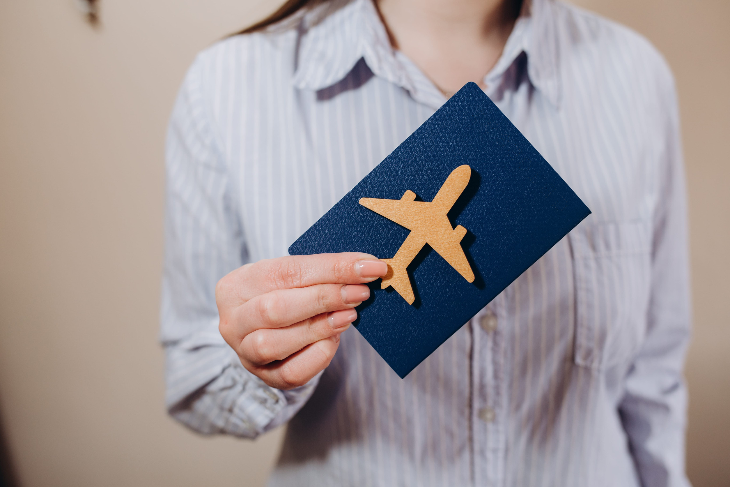 Toy Plane on Passport Blue Background