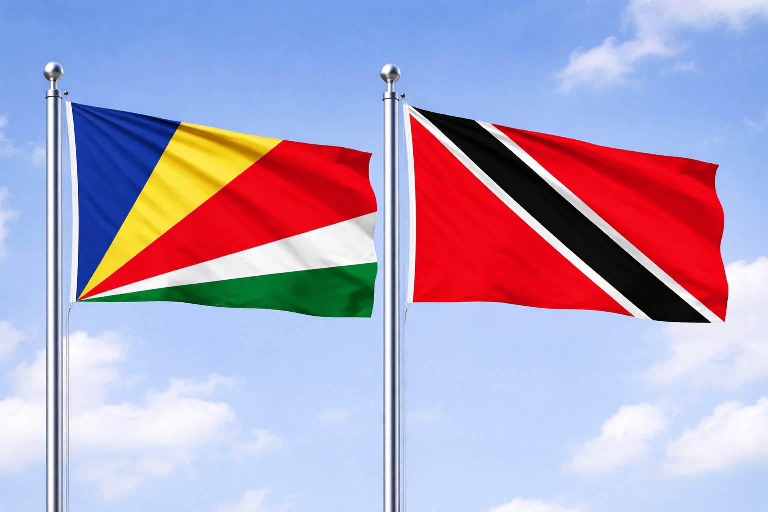 Trinidad And Tobago And Seychelles Flags