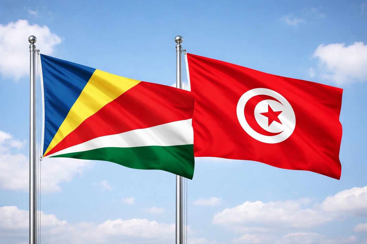 Tunisia And Seychelles Flags