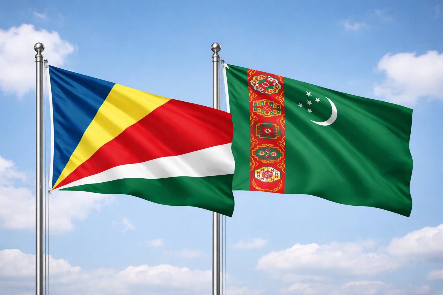 Turkmenistan And Seychelles Flags
