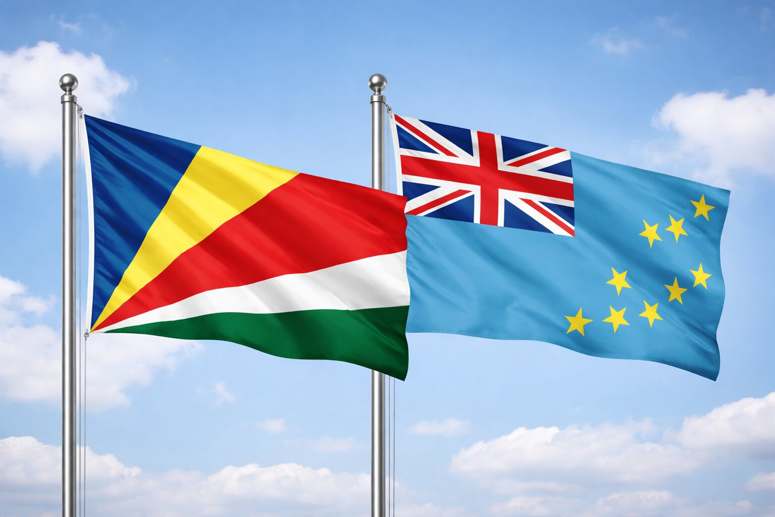 Tuvalu And Seychelles Flags
