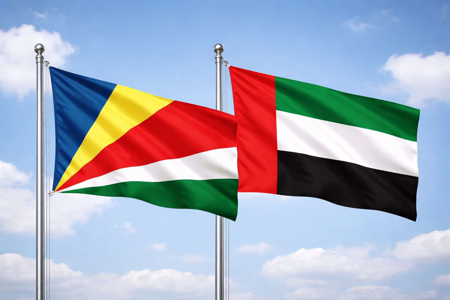 United Arab Emirates And Seychelles Flags