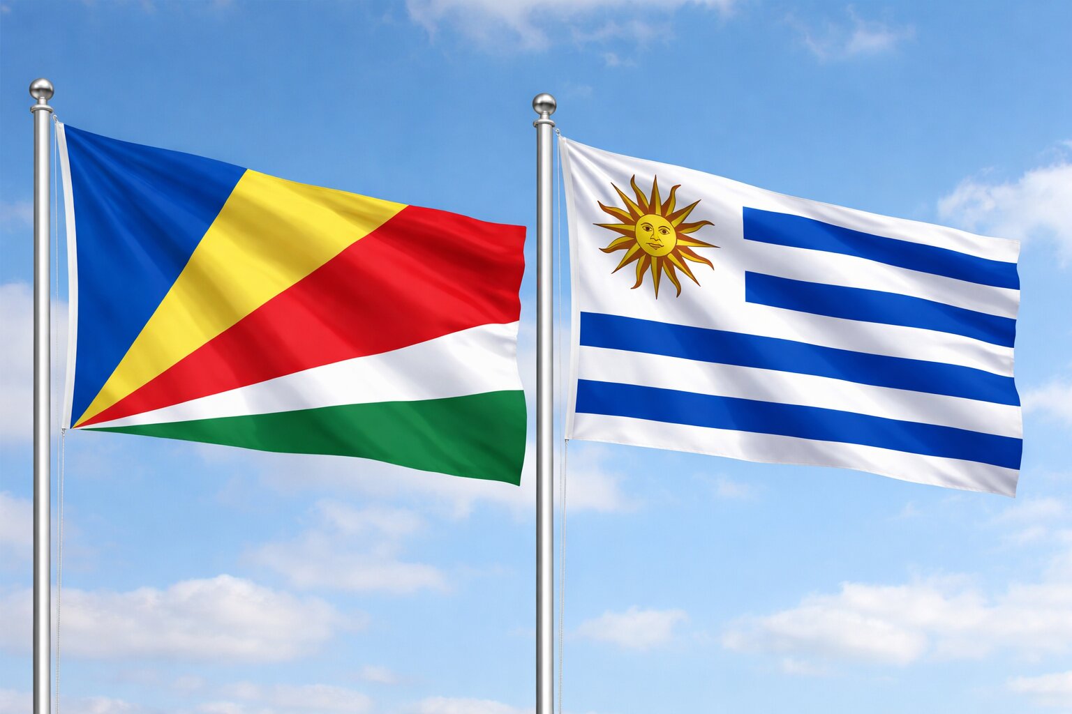 Uruguay And Seychelles Flags