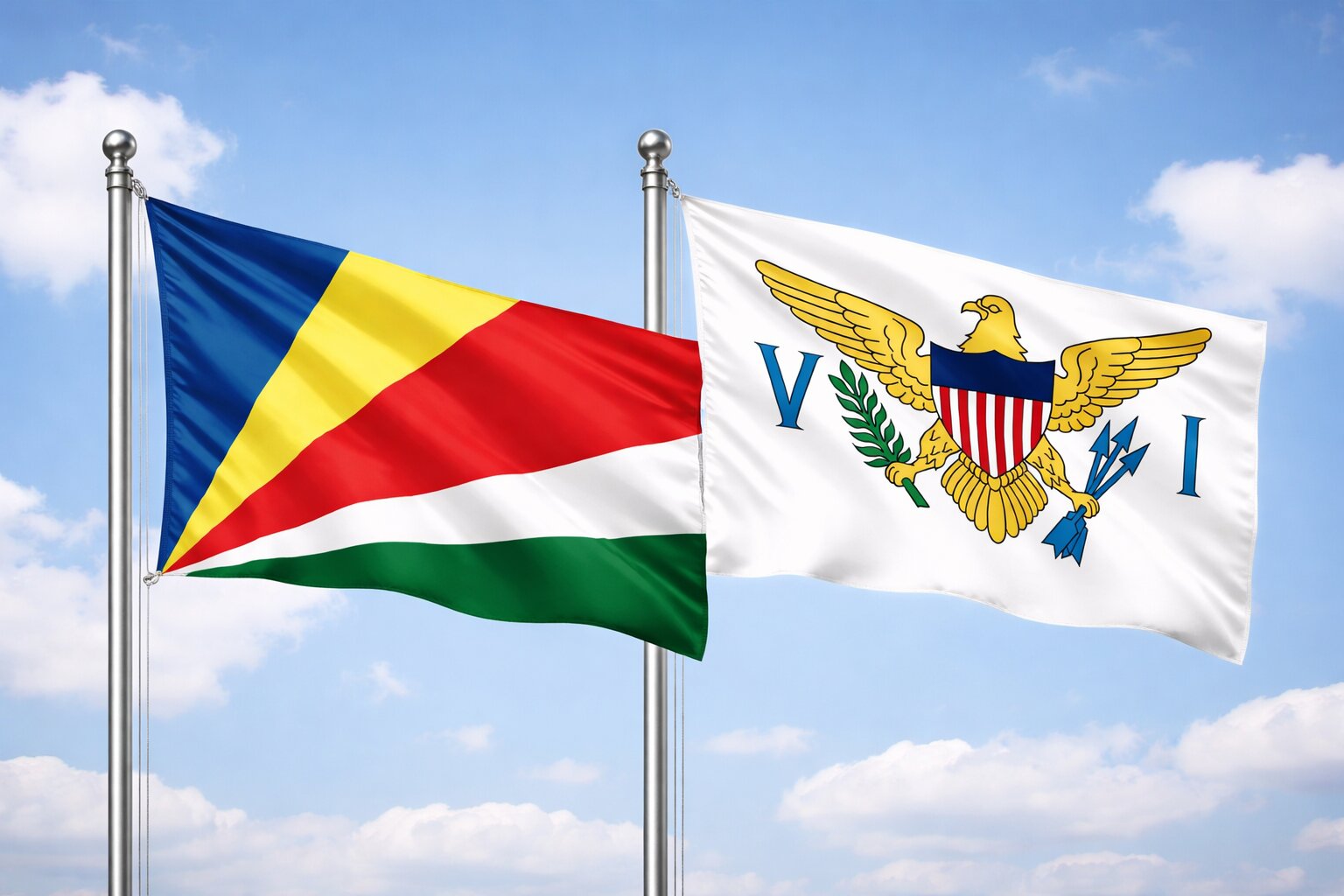 US Virgin Islands And Seychelles Flags