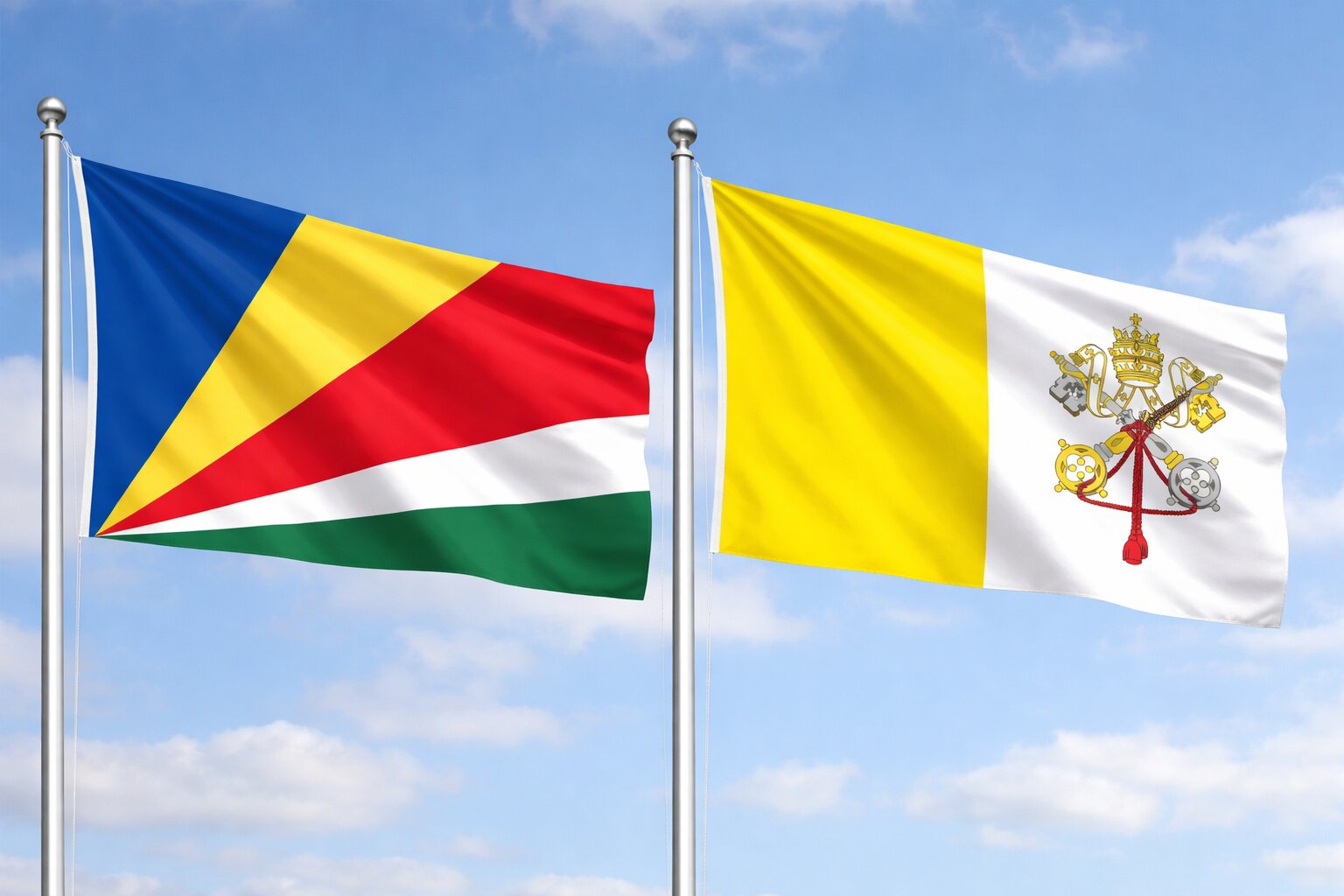 Vatican City Holy See And Seychelles Flags