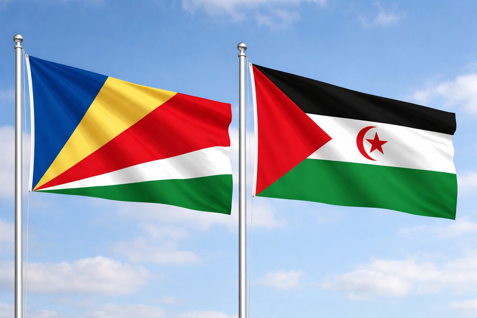 Western Sahara And Seychelles Flags