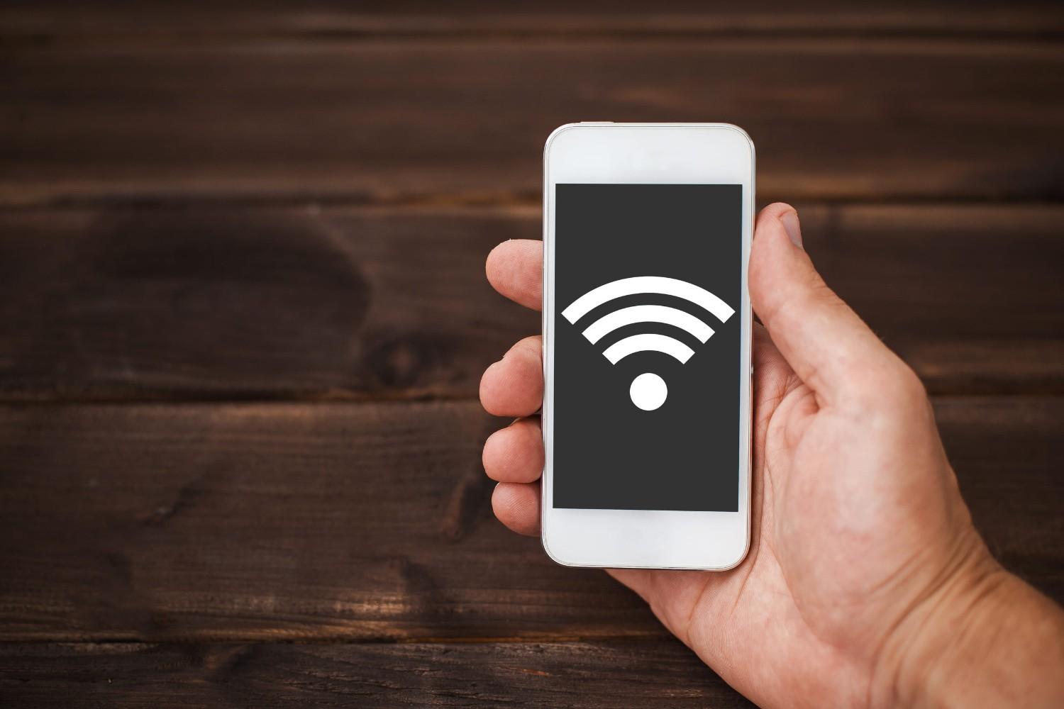 Wifi Network Symbol Displayed On A Phone