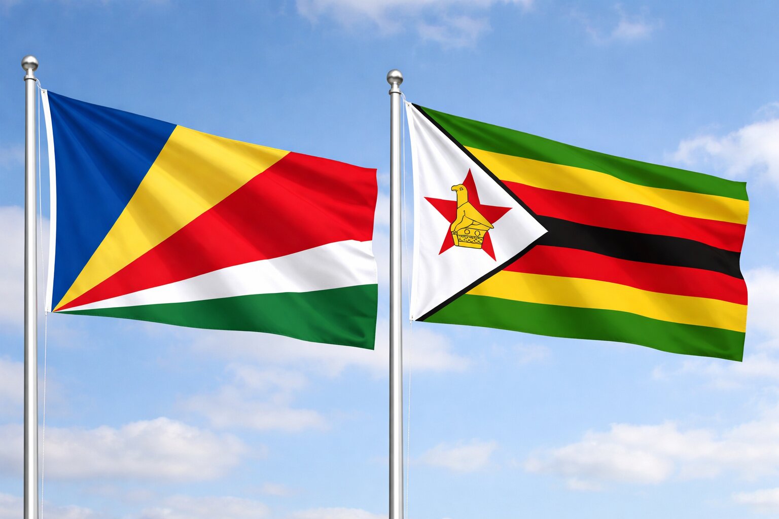 Zimbabwe And Seychelles Flags